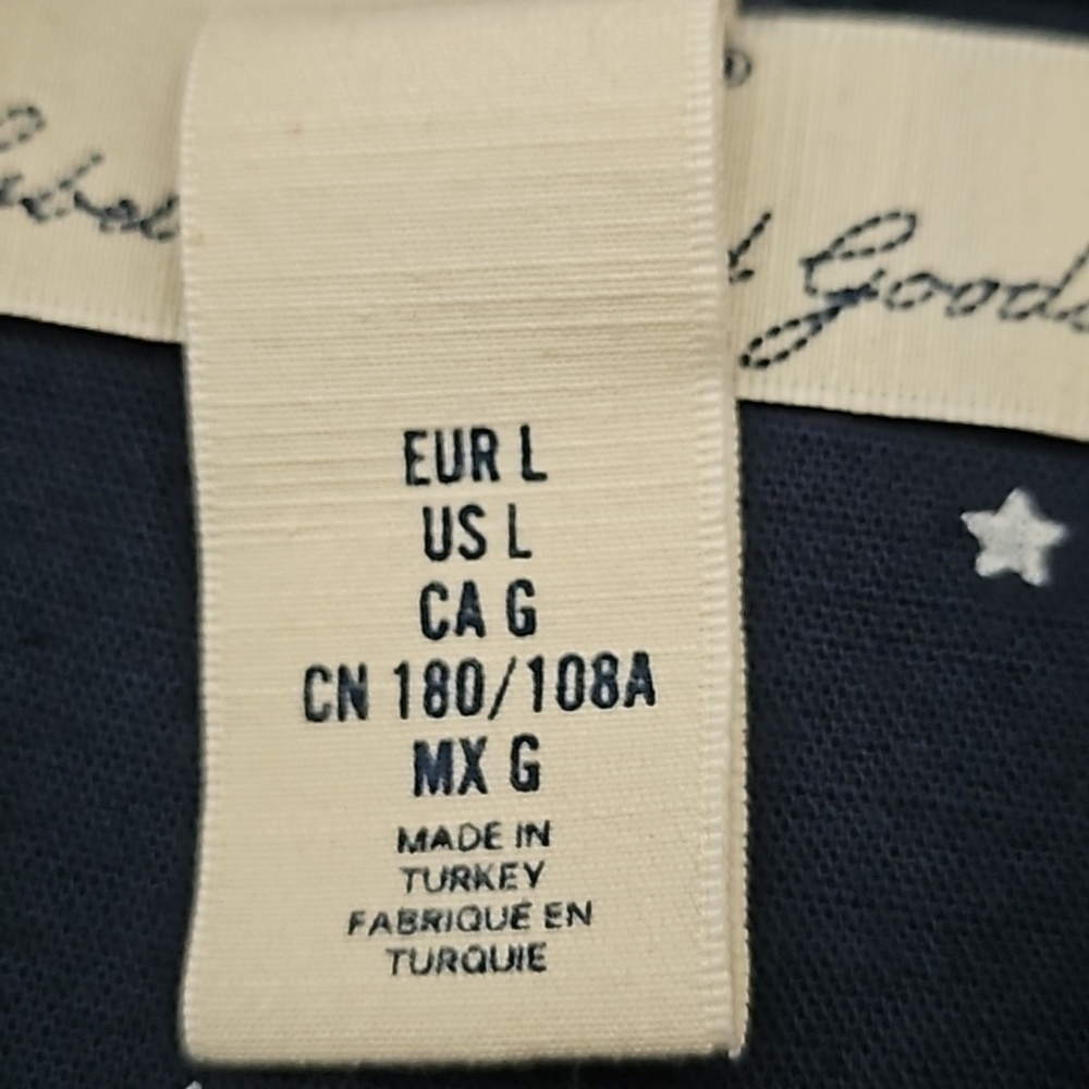 H&M L.O.G.G Navy Blue Button Down Short Sleeve Shirt with Star Print - Picture 9 of 11